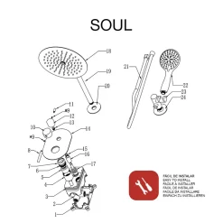 Poalgi Ensemble de douche encastré mécanique 2 voies SKY BATH or brossé PVD Inox S304 série SOUL