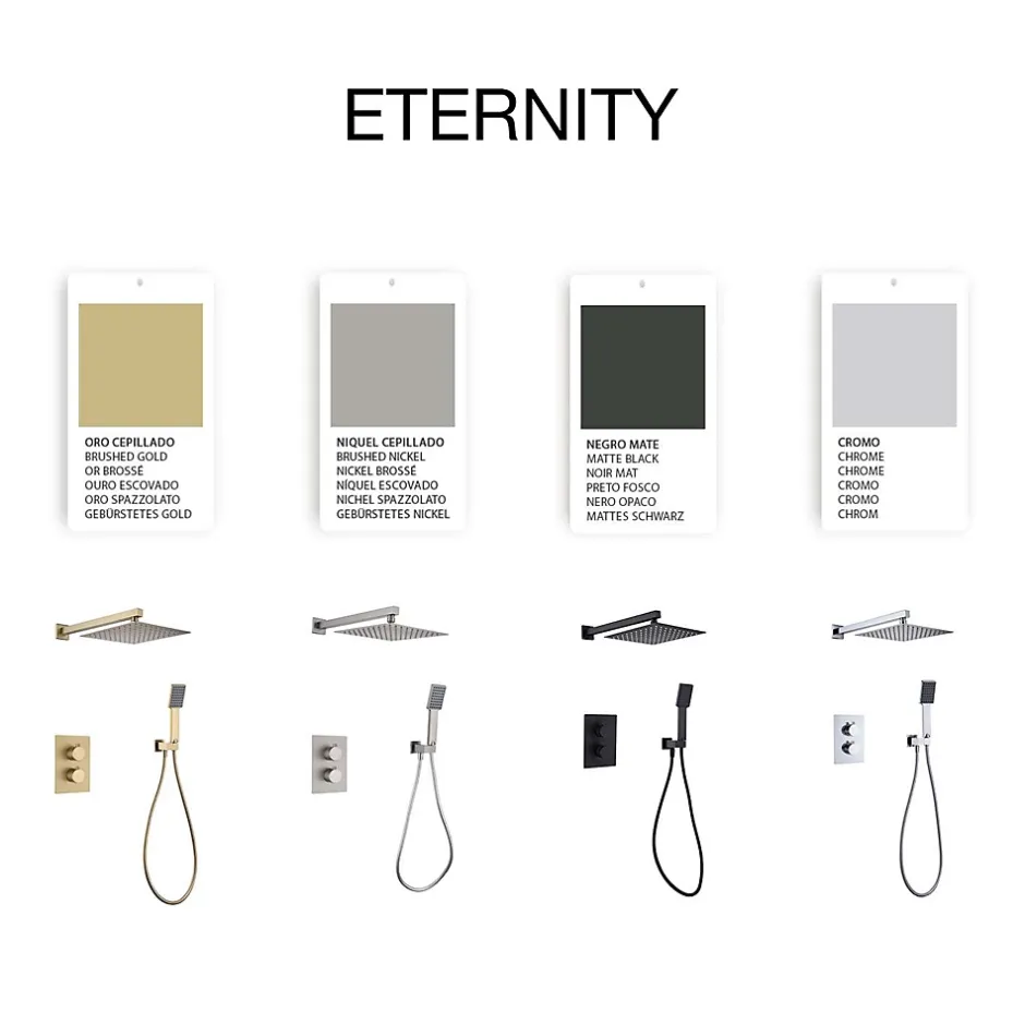 Poalgi Ensemble de douche encastré thermostatique 2 voies SKY BATH noir mat PVD série ETERNITY* Colonne De Douche Encastrable
