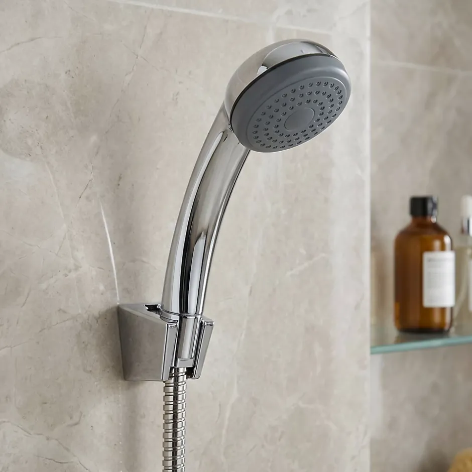 Ensemble de douche Nakri pommeau de douche 1 jet + 1 support chromé + 1 flexible 150 cm en acier inoxydable