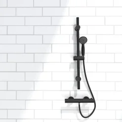 Essebagno Ensemble de douche noir 3 pièces Color* Pommeau De Douche, Flexible Et Barre De Douche