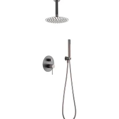 Imex Products Ensemble de douche Plafond TOUCHER à encastrer - Mitigeur monocommande Gris mat - Champagne Ensemble encastré douchette + tête de* Colonne De Douche Encastrable