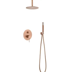 Imex Products Ensemble de douche Plafond TOUCHER à encastrer - Mitigeur monocommande Or rose brossé Ensemble encastré douchette + tête de douch
