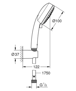 Grohe Ensemble de douche support + douchette chromé Vitalio Start 100 3 jets* Pommeau De Douche, Flexible Et Barre De Douche