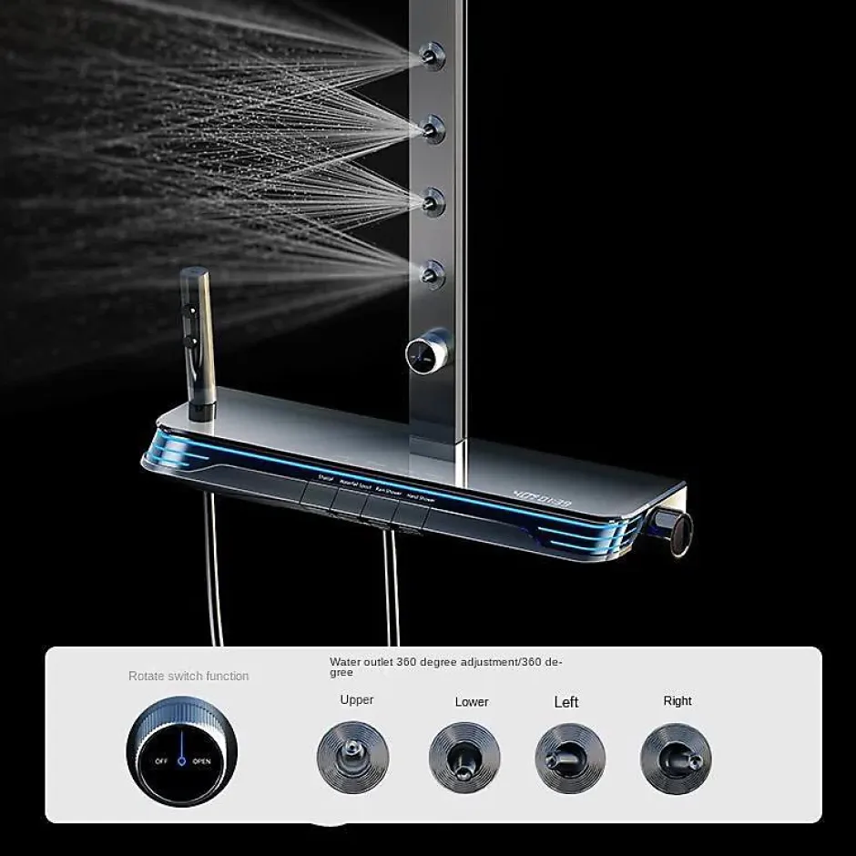 Kleenmac Ensemble de douche thermostatique intelligent avec affichage numérique modèle Escalus 52 x 15 cm Ref KISB5215B4