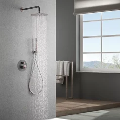 Imex Products Ensemble de douche TOUCHER à encastrer - Mitigeur monocommande Gris mat - Champagne Ensemble encastré douchette + tête de douche* Colonne De Douche Encastrable