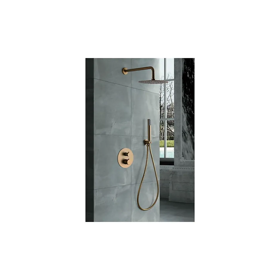 Imex Products Ensemble de douche TOUCHER à encastrer - Mitigeur thermostatique Nickel brossé Ensemble encastré douchette + tête de douche