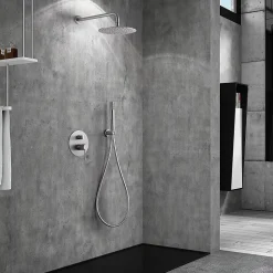 Imex Products Ensemble de douche TOUCHER à encastrer - Mitigeur monocommande Nickel brossé Ensemble encastré douchette + tête de douche