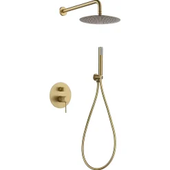 Imex Products Ensemble de douche TOUCHER à encastrer - Mitigeur monocommande Or brossé Ensemble encastré douchette + tête de douche* Colonne De Douche Encastrable