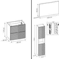 Otitec Ensemble de meuble de salle de bain - 60 cm - avec plan - avec colonne - 2 tiroirs - DANO* Meuble Sous Lavabo