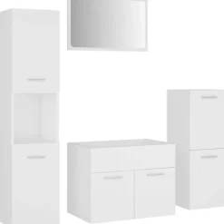 Vidaxl Ensemble de meubles de salle de bain - - 3070910 - Blanc - Bois d'ingénierie - Rangement spacieux* Ensemble Meuble De Salle De Bains