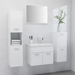 Vidaxl Ensemble de meubles de salle de bain - - 3070910 - Blanc - Bois d'ingénierie - Rangement spacieux* Ensemble Meuble De Salle De Bains