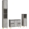 Vidaxl Ensemble de meubles de salle de bain 3 pcs Sonoma gris