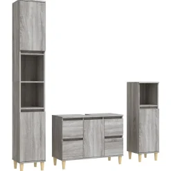 Vidaxl Ensemble de meubles de salle de bain 3 pcs Sonoma gris