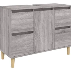 Vidaxl Ensemble de meubles de salle de bain 3 pcs Sonoma gris