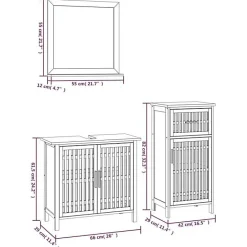 Vidaxl Ensemble de meubles de salle de bain 3 pcs Bois massif de noyer* Meuble Wc
