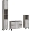 Vidaxl Ensemble de meubles de salle de bain 3 pcs Sonoma gris