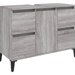 Vidaxl Ensemble de meubles de salle de bain 3 pcs Sonoma gris