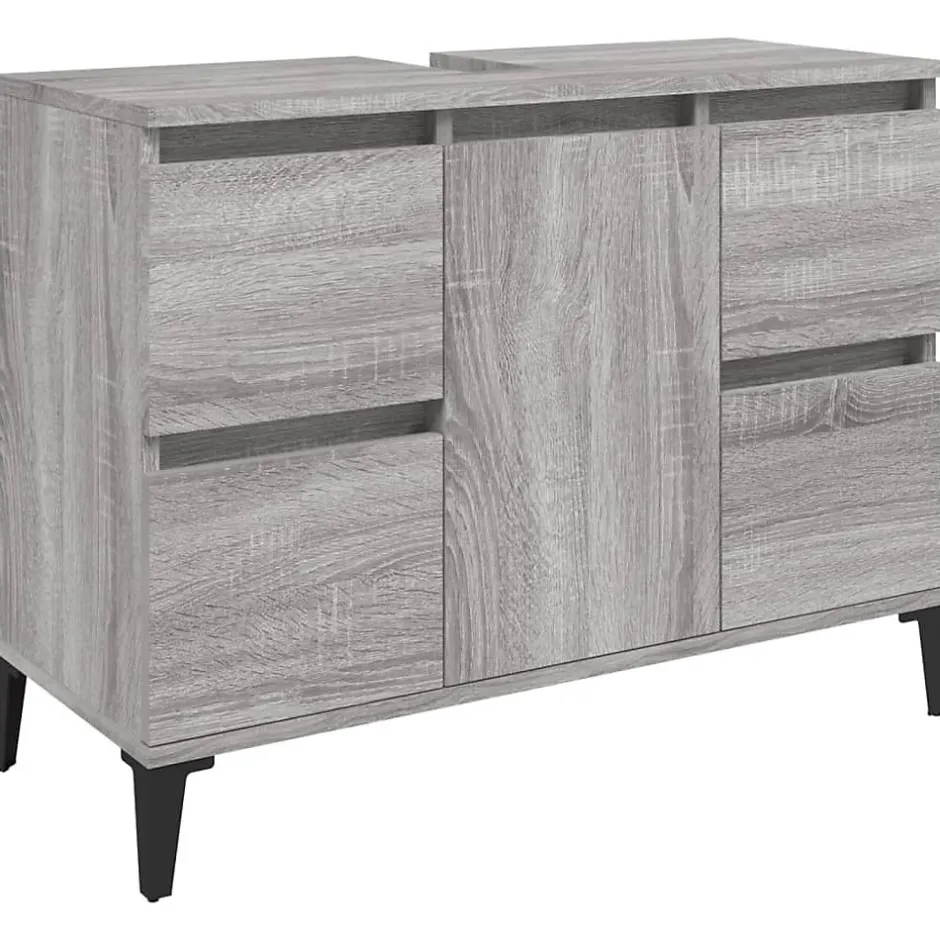 Vidaxl Ensemble de meubles de salle de bain 3 pcs Sonoma gris