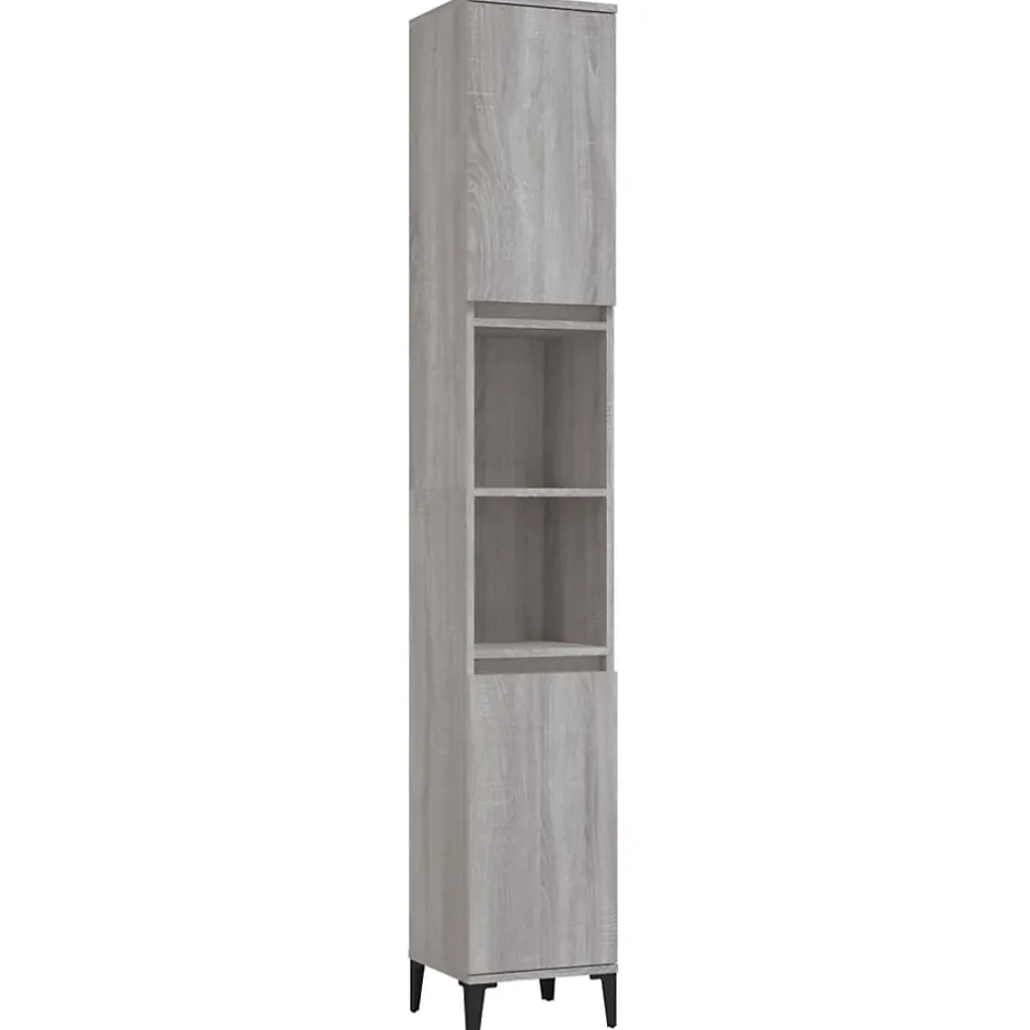 Vidaxl Ensemble de meubles de salle de bain 3 pcs Sonoma gris