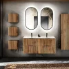 Otitec Ensemble de meubles sous vasque - 120 cm - avec Vasque - Cube et Colonnes - Miroirs LED - WOTANIA* Ensemble Meuble De Salle De Bains