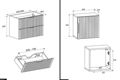 Otitec Ensemble de meubles sous vasque - 120 cm - avec Vasque - Cube et Colonnes - Miroirs LED - WOTANIA* Ensemble Meuble De Salle De Bains