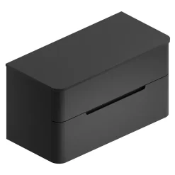 Ensemble de salle de bains L.104 cm meuble sous vasque version droite + plan de toilette noir mat, Alba* Meuble Buanderie