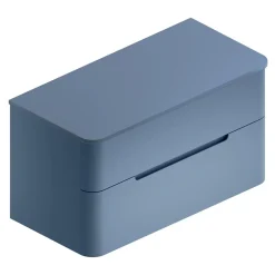 Ensemble de salle de bains L.104 cm meuble sous vasque version droite + plan de toilette bleu mat, Alba* Meuble Buanderie