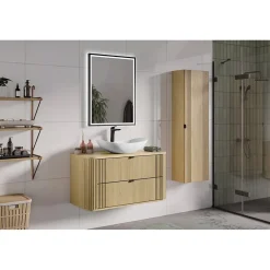 Meublorama Ensemble de salle de bain KORI : meuble sous vasque 100cm et plan vasque