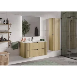 Meublorama Ensemble de salle de bain KORI : meuble sous vasque 100cm et vasque à encastrer