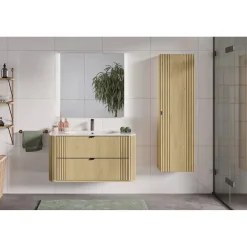 Meublorama Ensemble de salle de bain KORI : meuble sous vasque 100cm et vasque à encastrer