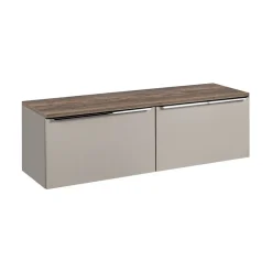 Meublorama Ensemble de salle de bain VANTA taupe : meuble sous vasque 160cm et plan vasque* Meuble Sous-Vasque