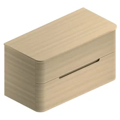 Ensemble de salle de bains L.104 cm meuble sous vasque version gauche + plan de toilette décor chêne clair, Alba* Meuble Buanderie