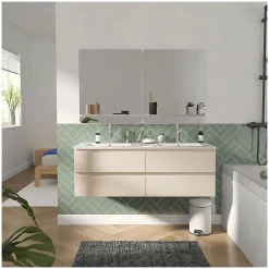 Mob-In Ensemble double vasque SORRENTO 120cm avec vasque, robinets et miroirs* Meuble Vasque