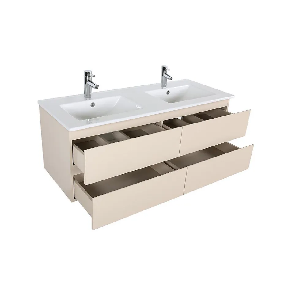 Mob-In Ensemble double vasque SORRENTO 120cm avec vasque, robinets et miroirs* Meuble Vasque