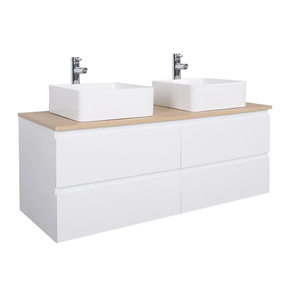 Mob-In Ensemble double vasque suspendu SORRENTO 120cm* Ensemble Meuble De Salle De Bains