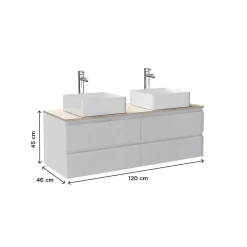 Mob-In Ensemble double vasque suspendu SORRENTO 120cm* Ensemble Meuble De Salle De Bains