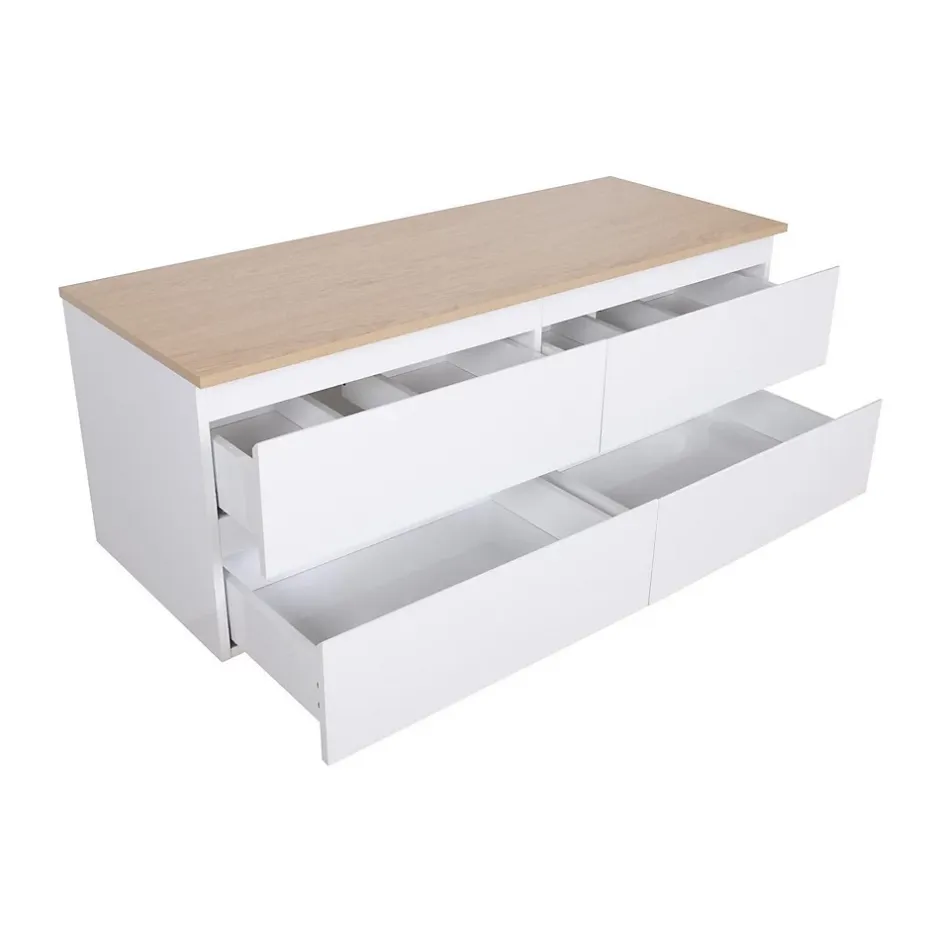 Mob-In Ensemble double vasque suspendu SORRENTO 120cm* Ensemble Meuble De Salle De Bains