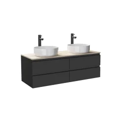 Mob-In Ensemble double vasque suspendu SORRENTO avec vasques et robinets 120 cm* Ensemble Meuble De Salle De Bains