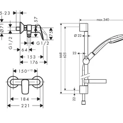 Hansgrohe Ensemble douche HANGROHE Croma Vario + Mitigeur mécanique Logis