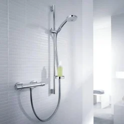 Hansgrohe Ensemble douche Croma 100 + mitigeur thermostatique Ecostat Comfort + Barre de douche 65 cm