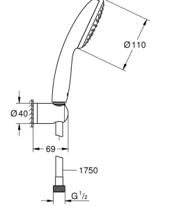 Grohe Ensemble douchette 1 jet + support + flexible chrome, Vitalio Start 100