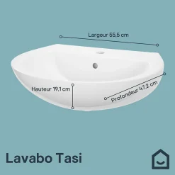 GoodHome Ensemble lavabo et colonne en céramique blanc Tasi* Lavabo