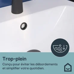 GoodHome Ensemble lavabo et colonne en céramique blanc Tasi* Lavabo