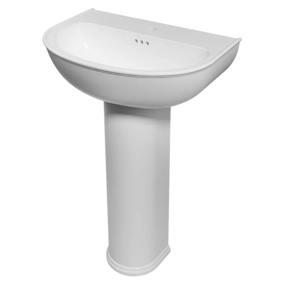 GoodHome Ensemble lavabo et colonne en céramique blanc Endell* Lavabo