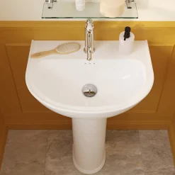 GoodHome Ensemble lavabo et colonne en céramique blanc Endell* Lavabo