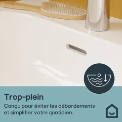 GoodHome Ensemble lavabo et colonne en céramique blanc Cavally* Lavabo