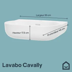 GoodHome Ensemble lavabo et colonne en céramique blanc Cavally* Lavabo