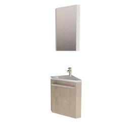 Mob-In Ensemble lave-mains angle suspendu SKINO avec robinet et armoire d'angle