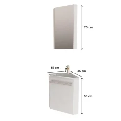 Mob-In Ensemble lave-mains angle suspendu SKINO avec robinet et armoire d'angle