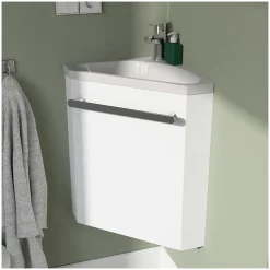 Mob-In Ensemble lave-mains angle suspendu SKINO avec robinet et armoire d'angle